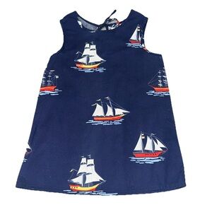 Petit Peony Girls 3y Summer Sailing Ship Sleeveless Dress Navy Nautical Vacation